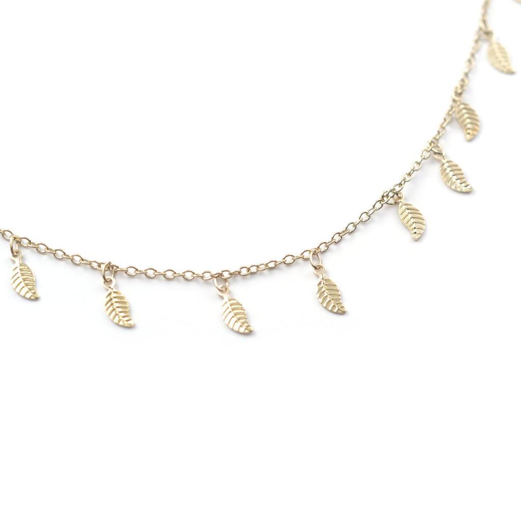 collier feuilles doré à l'or fin