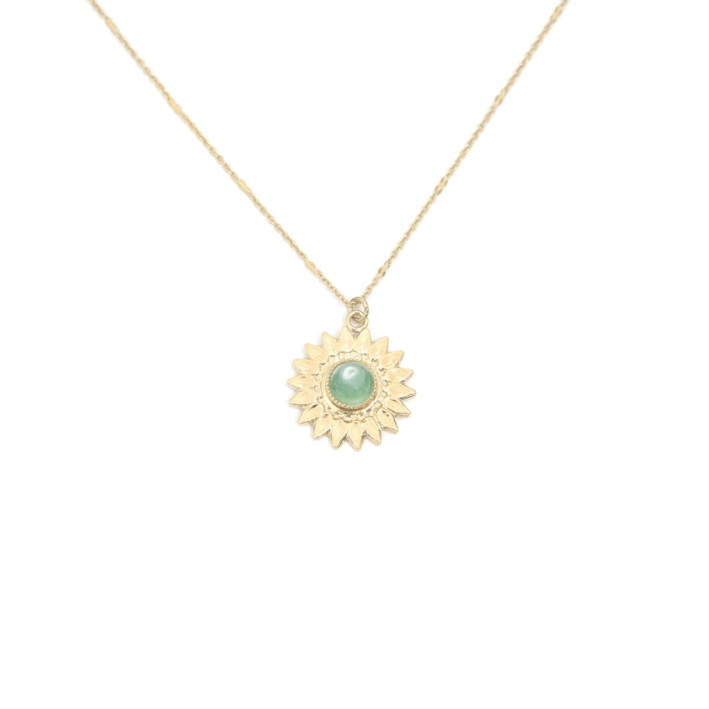 collier sunflower avec pierre serti d'une aventurine